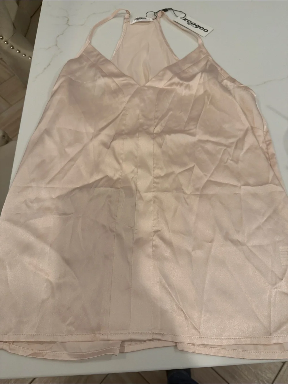 zeagoo Satin Cami Slip in Light Blush